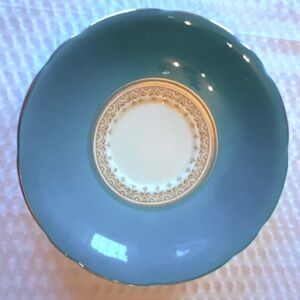 Vintage Ansley China B5333 Teal Porcelain Tea Cup Saucer Gold Edging